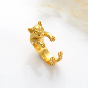 14k Gold filled pug ring on a white background